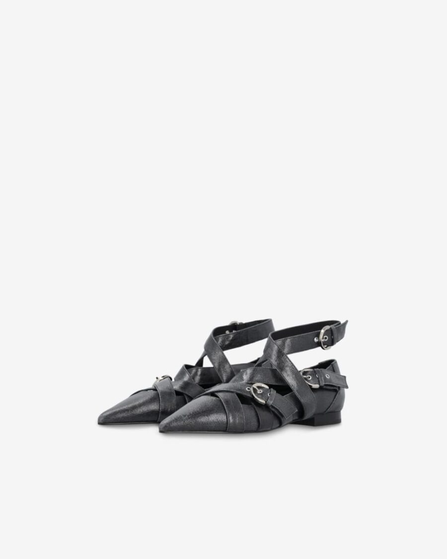 Slingback leather ballerinas with criss-crossing straps - Image 6