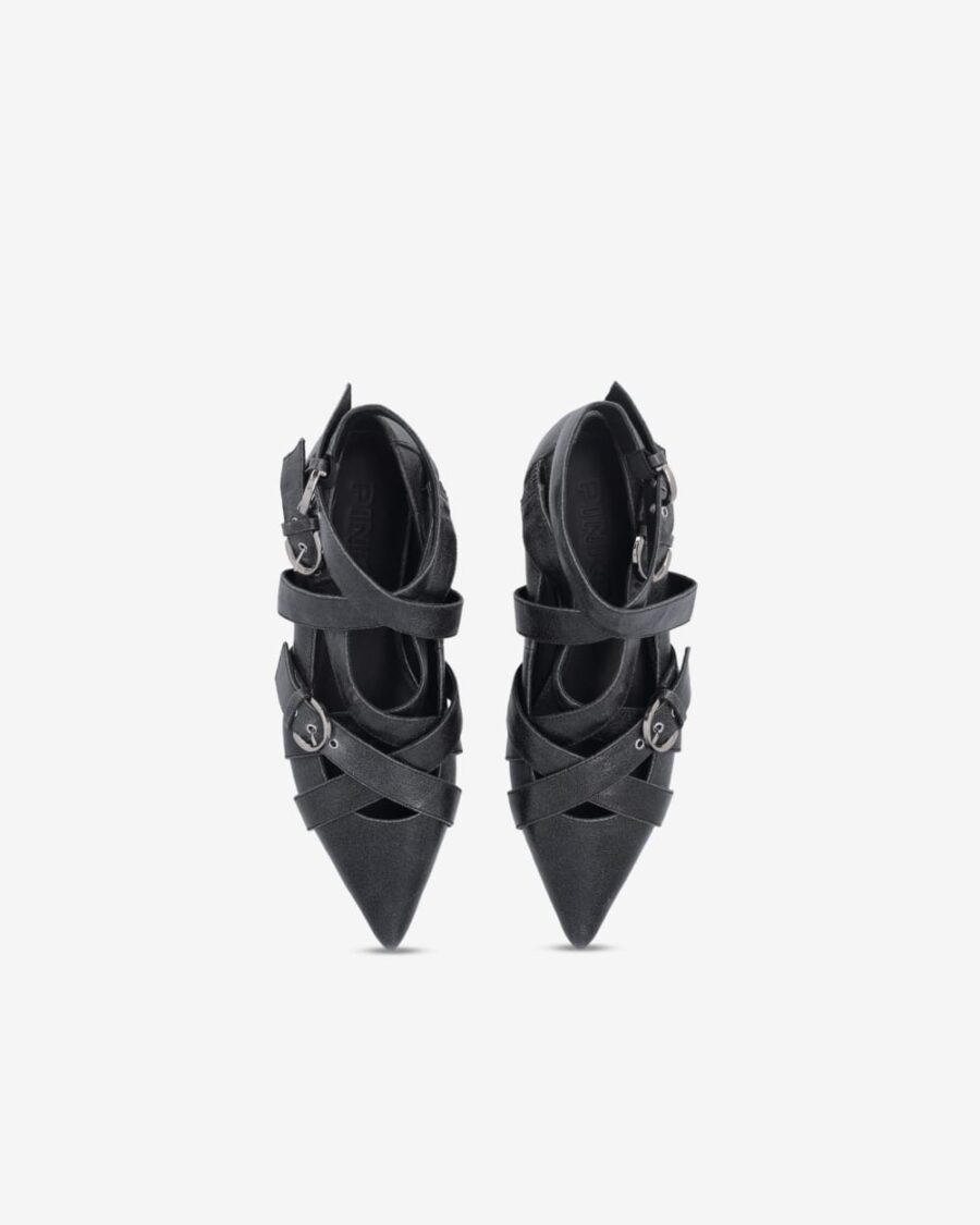 Slingback leather ballerinas with criss-crossing straps - Image 8