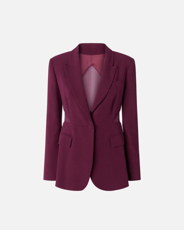 Blazer con inserto trasparente sulla schiena vino d'uva