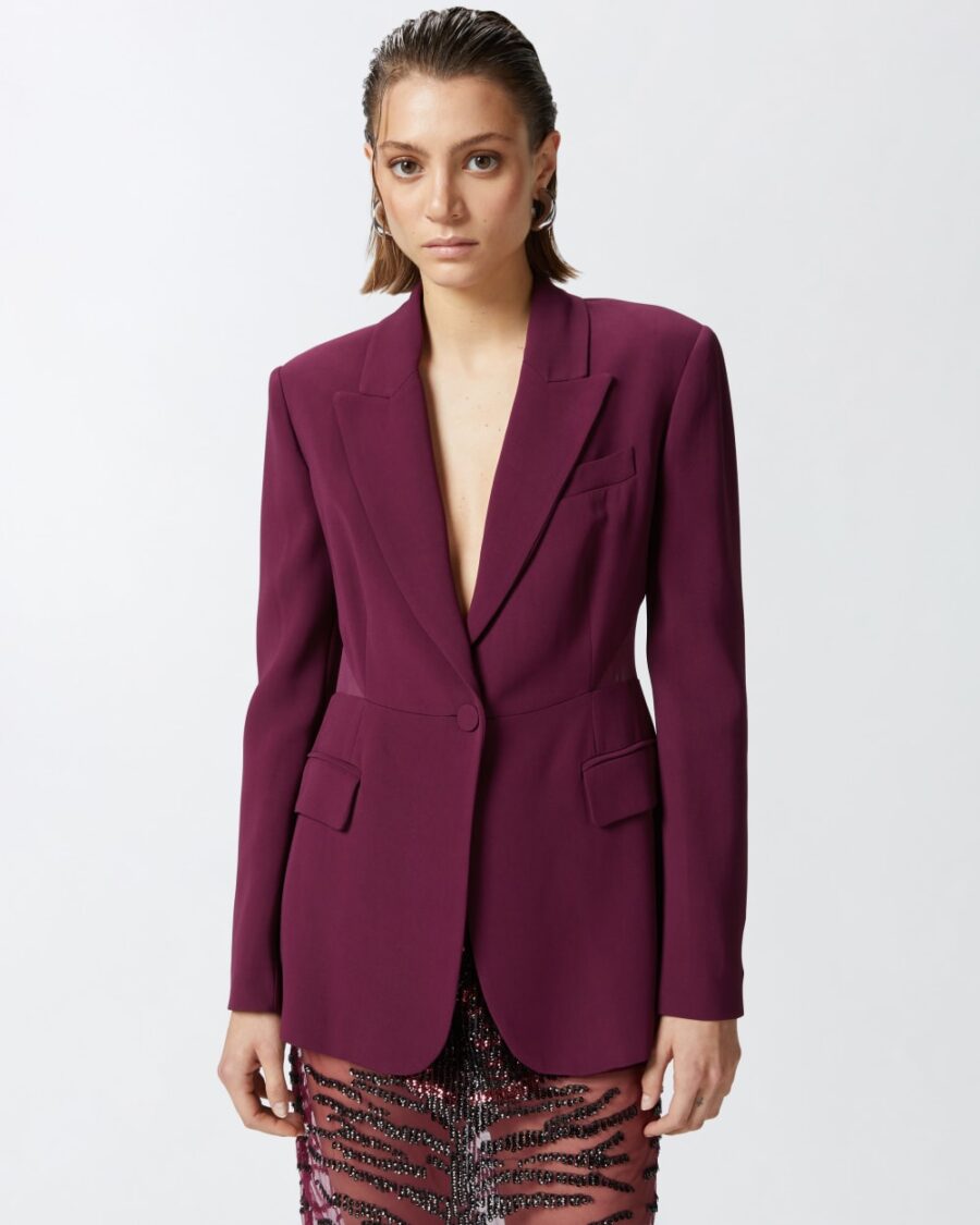 Blazer con inserto trasparente sulla schiena vino d'uva