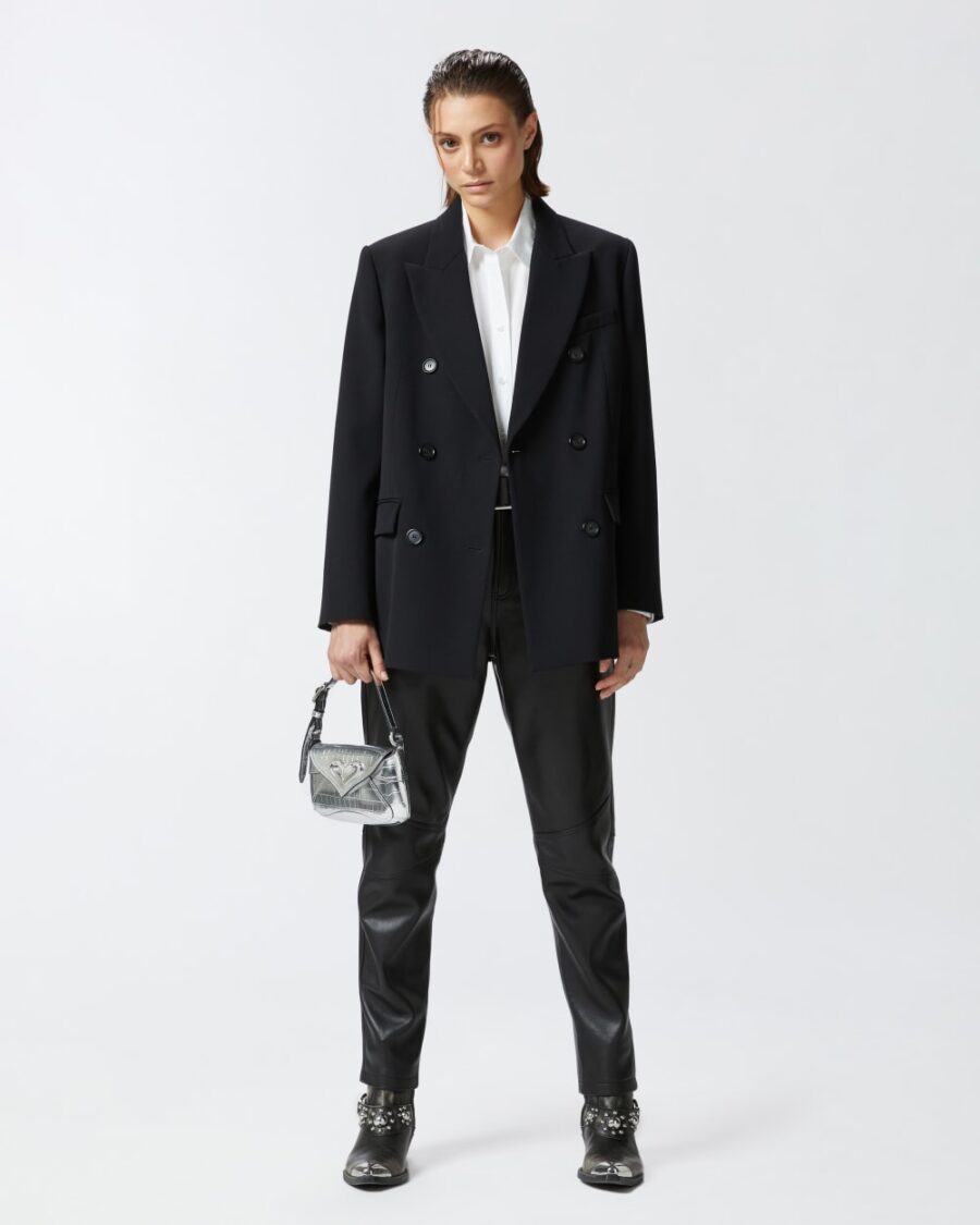 Blazer doppiopetto oversize in twill misto lana - immagine 4