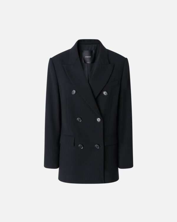 Blazer doppiopetto oversize in twill misto lana nero limousine