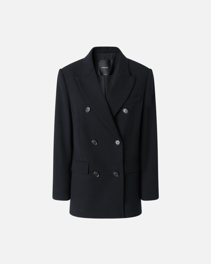 Blazer doppiopetto oversize in twill misto lana nero limousine