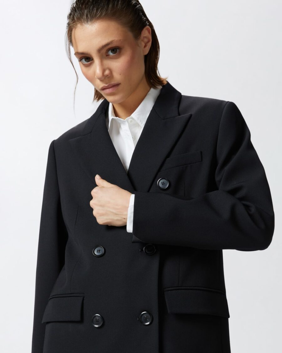 Blazer doppiopetto oversize in twill misto lana - immagine 6