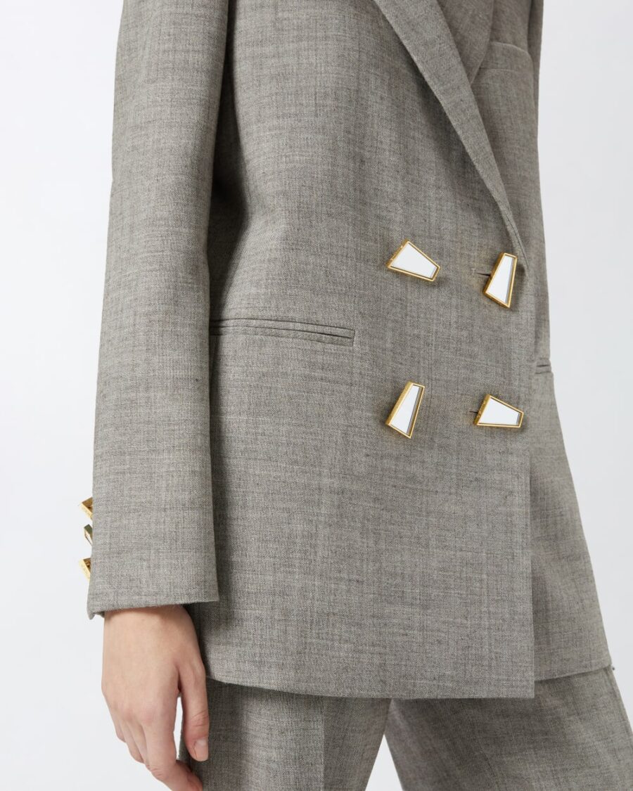 Cool wool blazer with geometric buttons - Image 6