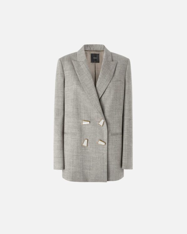 Cool wool blazer with geometric buttons beige  e  creta