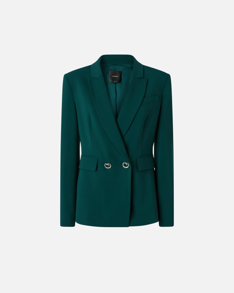 Blazer in cady tecnico con bottoni in metallo verde bottiglia scuro