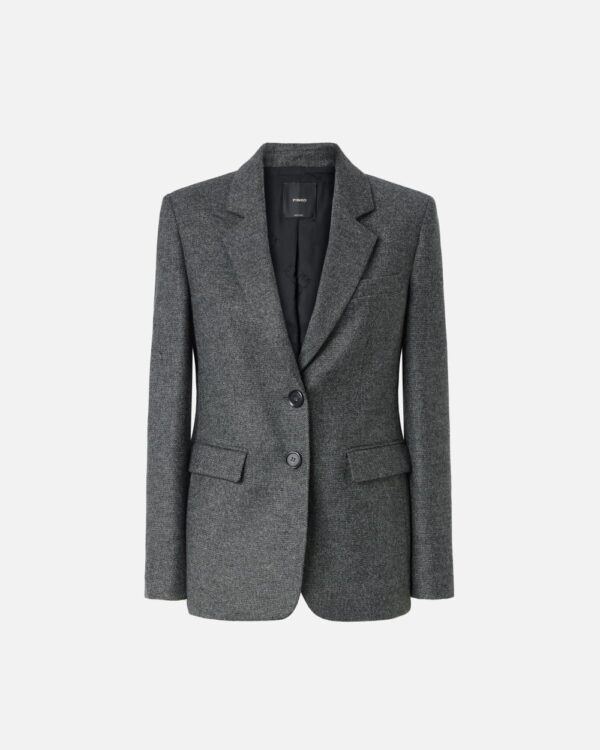 Blazer in flanella fantasia sale e pepe nero e grigio