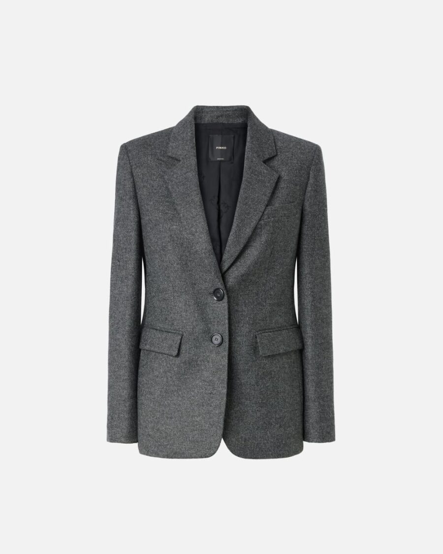 Salt and pepper patterned flannel blazer nero e grigio