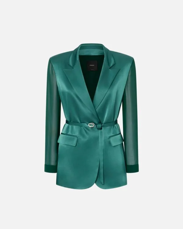 Blazer lucido con maniche trasparenti verde bottiglia scuro