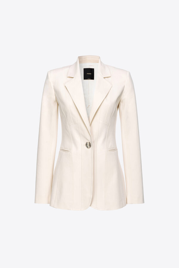 Blazer monopetto bimateriale  rosa fumo bianco