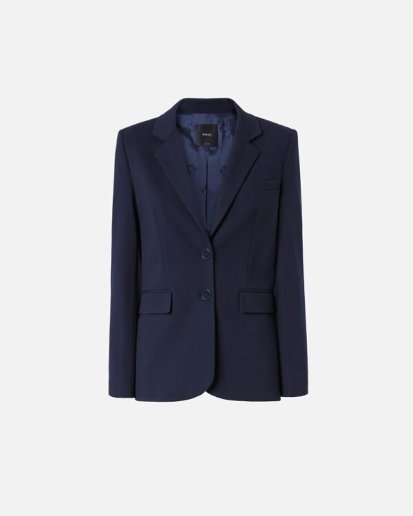 Blazer monopetto con spalle costruite blu e eclissi totale