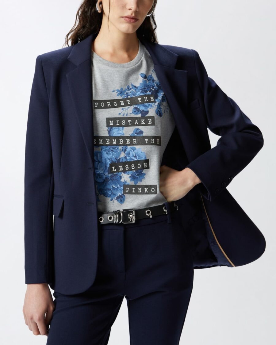 Blazer monopetto con spalle costruite - immagine 7