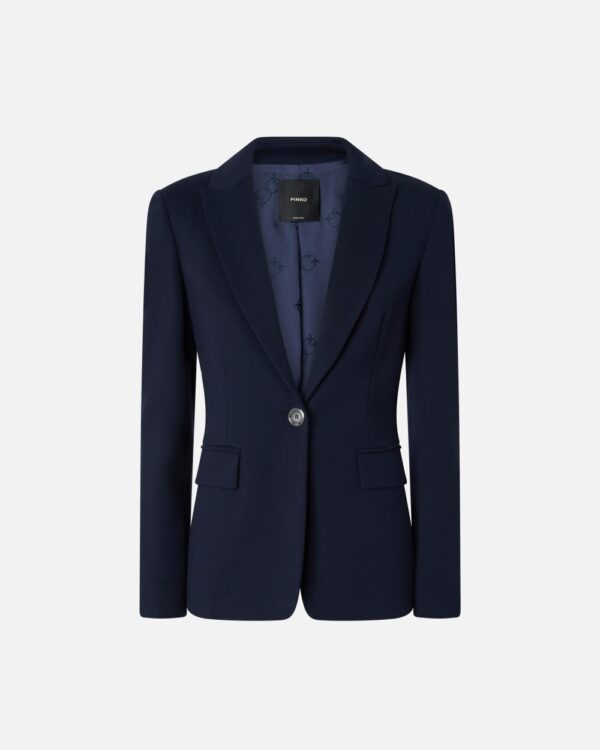Blazer monopetto in tessuto tecnico blu e eclissi totale