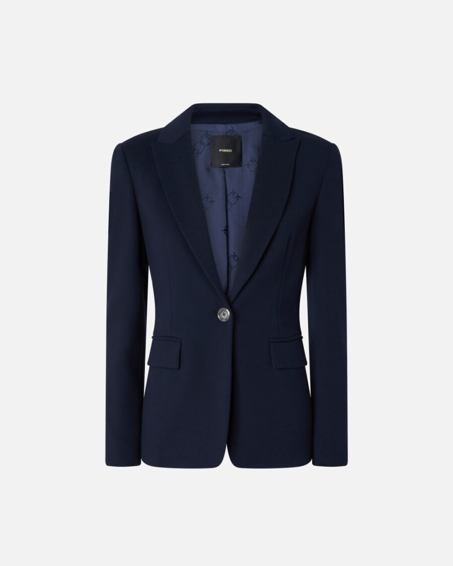 Blazer monopetto in tessuto tecnico blu e eclissi totale