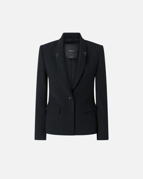 Blazer nero monopetto in twill di lana nero limousine