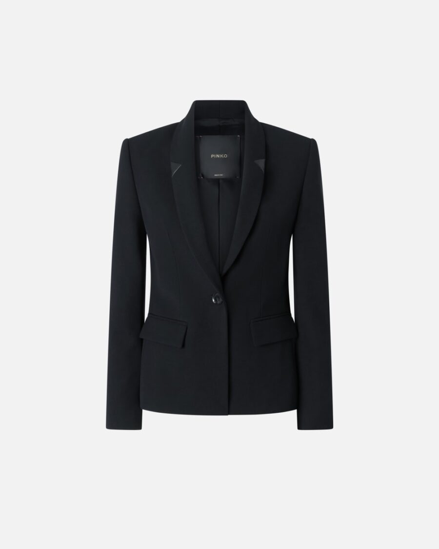 Blazer nero monopetto in twill di lana nero limousine