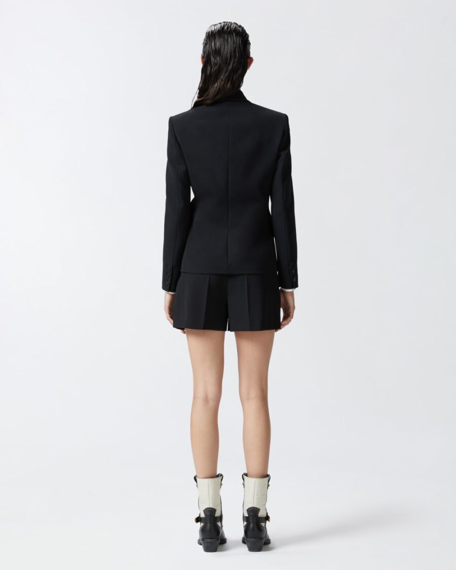 Blazer nero monopetto in twill di lana - immagine 5