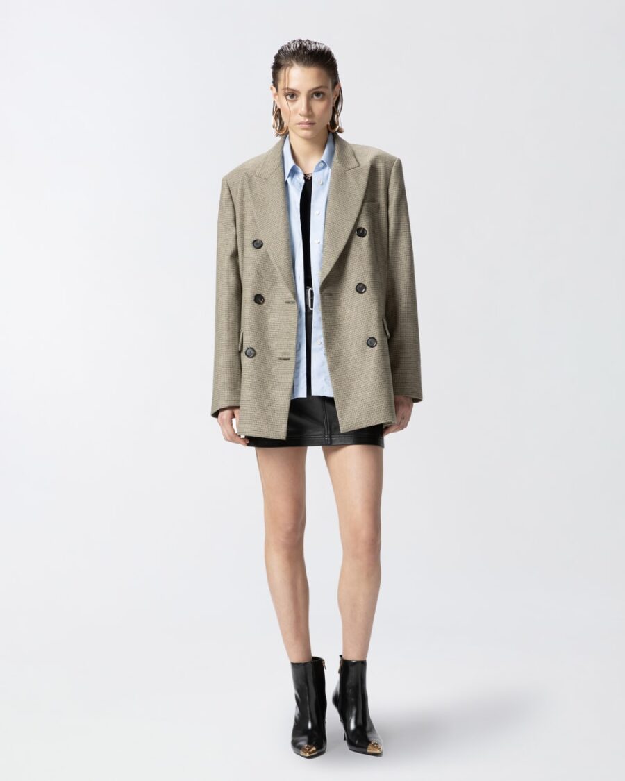 Blazer oversize doppiopetto a quadretti - immagine 4