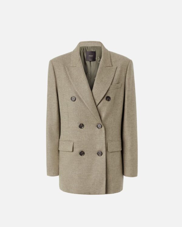 Blazer oversize doppiopetto a quadretti mul cammello e verde