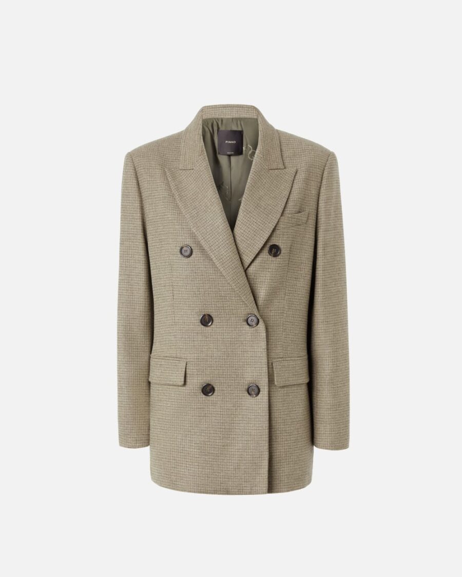 Blazer oversize doppiopetto a quadretti mul cammello e verde