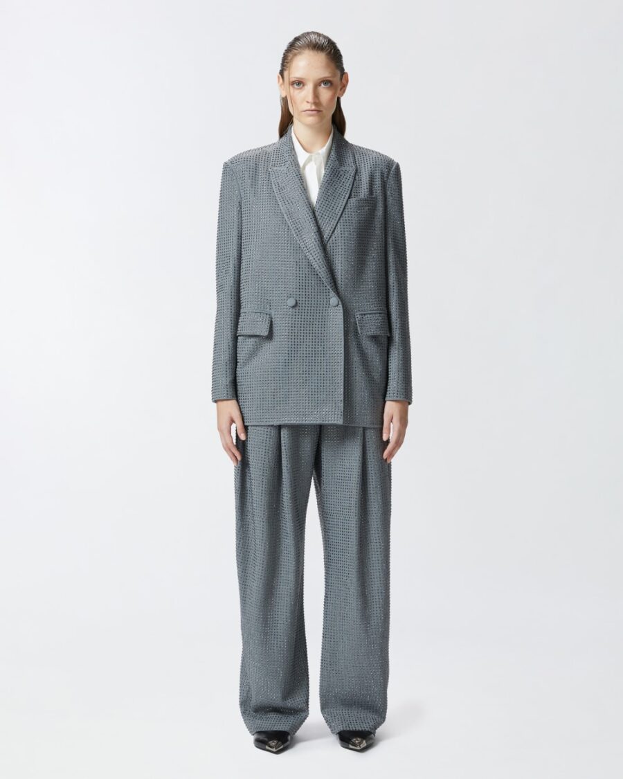 Blazer oversize doppiopetto con strass - immagine 4
