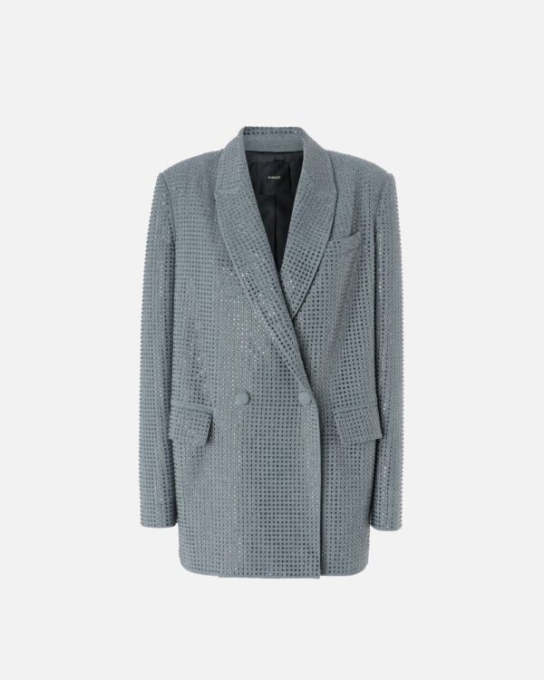 Blazer oversize doppiopetto con strass grigio e ebano
