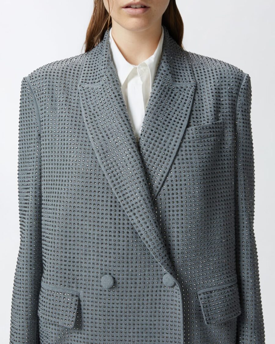 Blazer oversize doppiopetto con strass - immagine 6