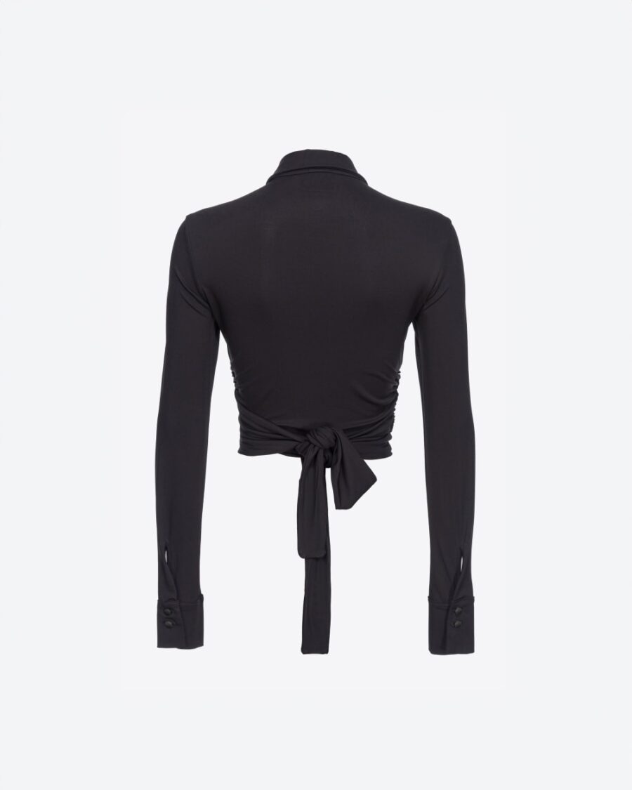 Blusa corta con colletto - immagine 2