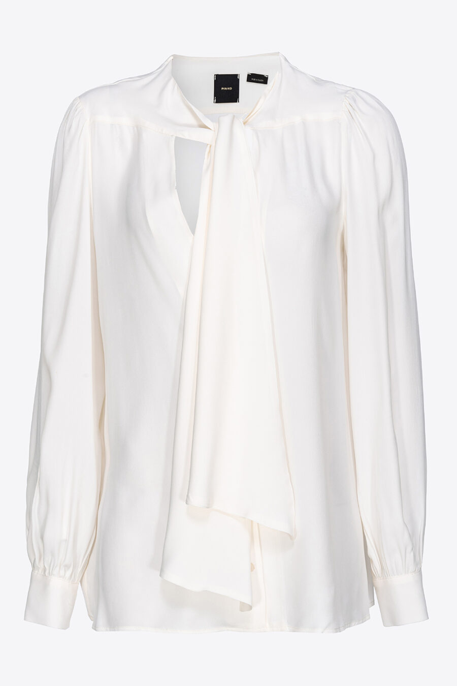 Blusa crêpe de Chine con fusciacca biancoegelato vaniglia