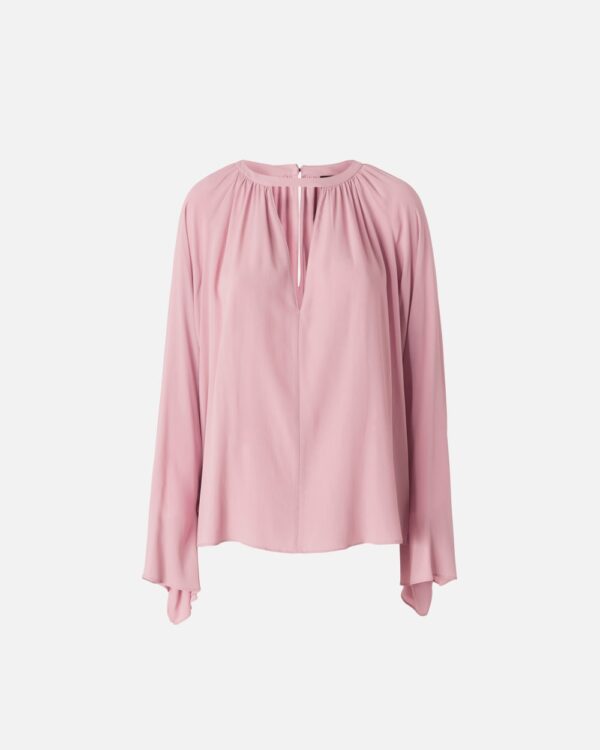 Blusa fluida con scollo a V rosa antico