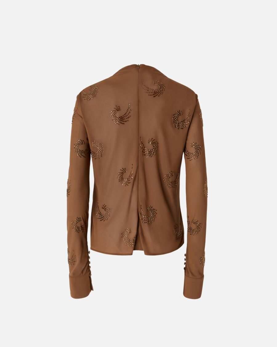 Blusa in georgette con vortici strass - immagine 2