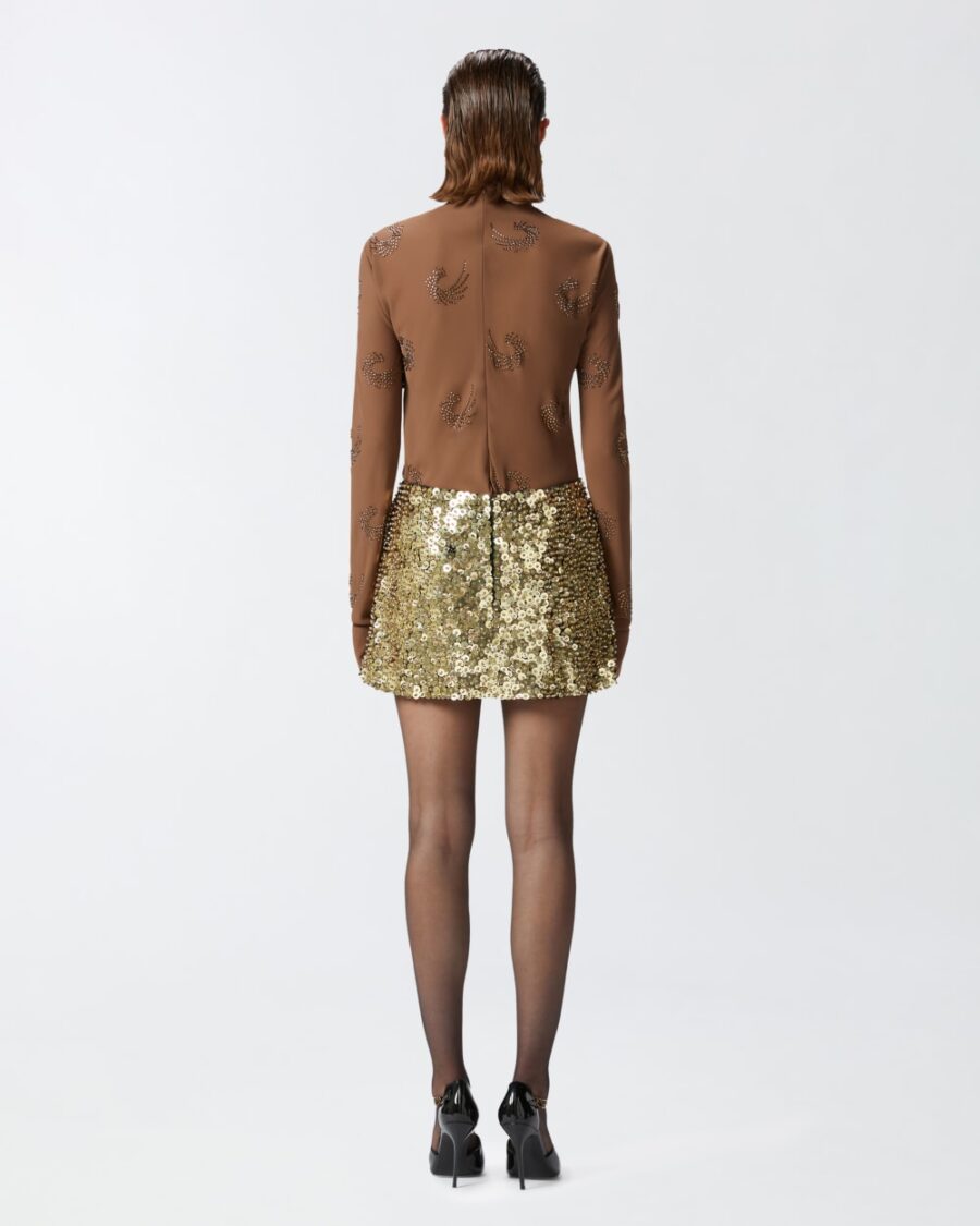 Blusa in georgette con vortici strass - immagine 5