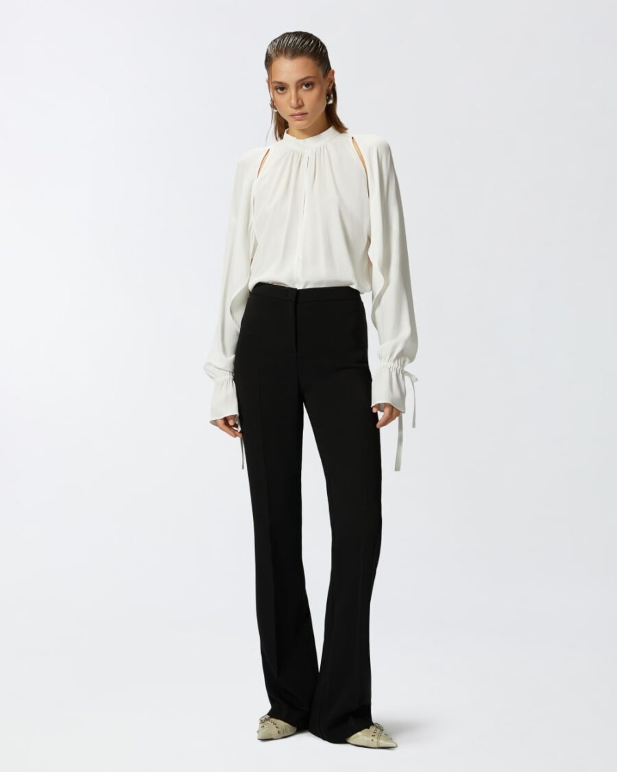 Silk-blend blouse with ruffled sleeves - Image 5