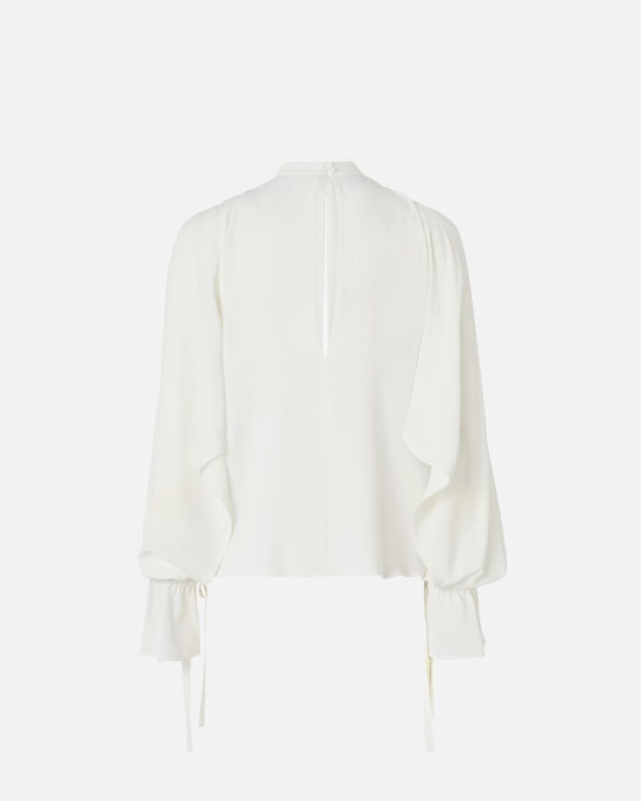 Silk-blend blouse with ruffled sleeves - Image 2