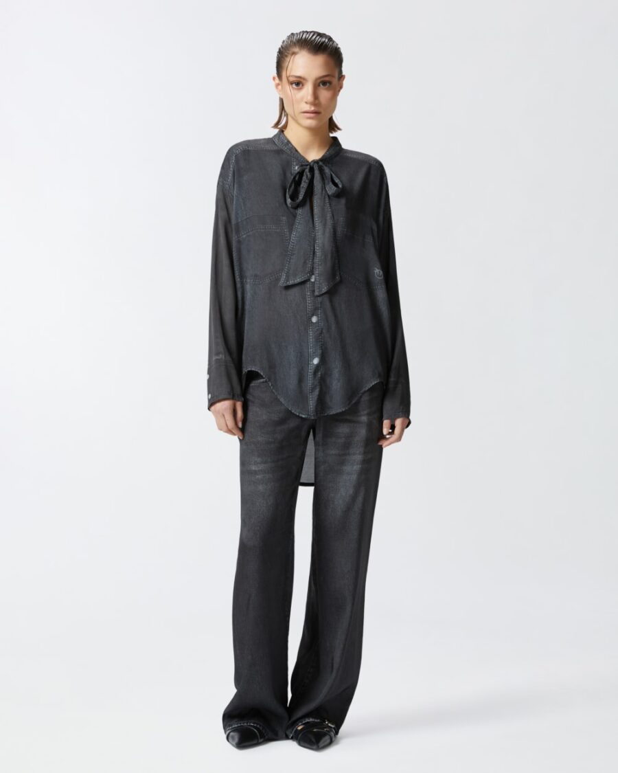 Blusa leggera stampa denim black - immagine 4