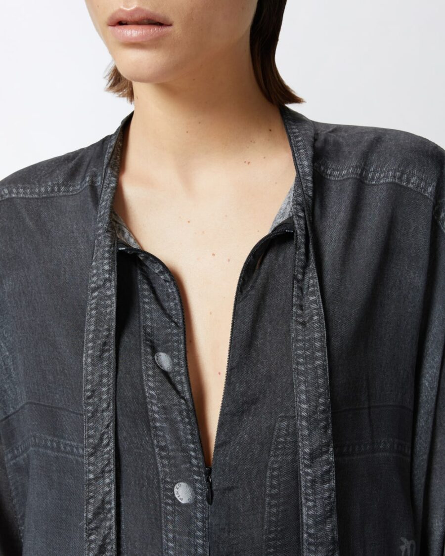 Blusa leggera stampa denim black - immagine 6