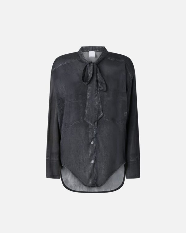 Blusa leggera stampa denim black grigio e nero