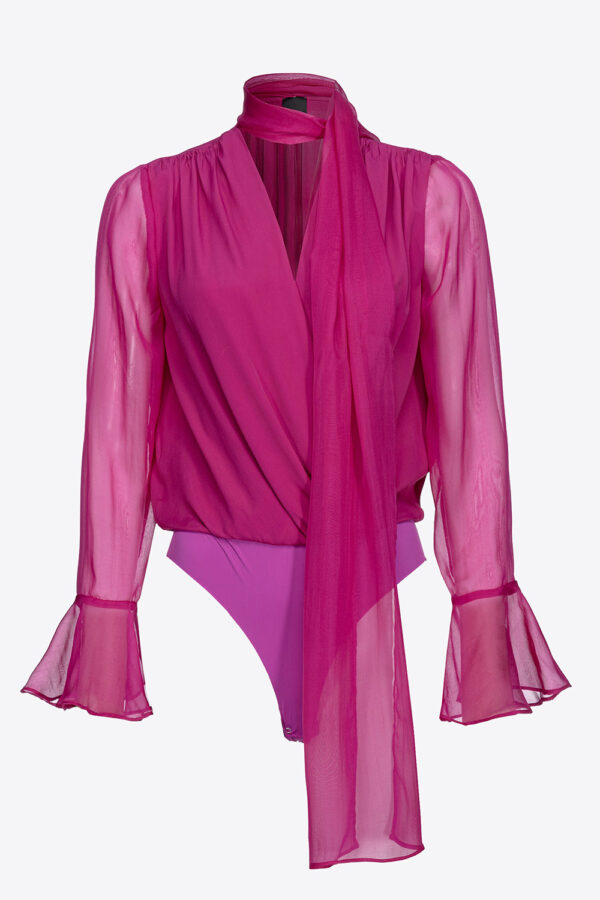 Body chiffon di seta viola buganville