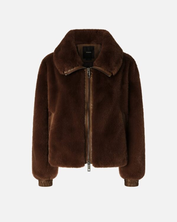 Bomber in faux fur marrone castano