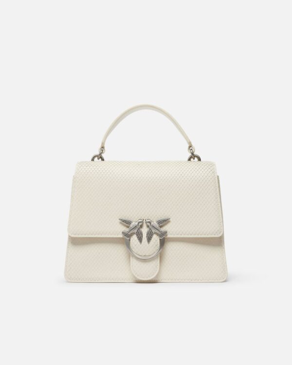Python-print Love Bag handbag  bianco seta e brushed silver