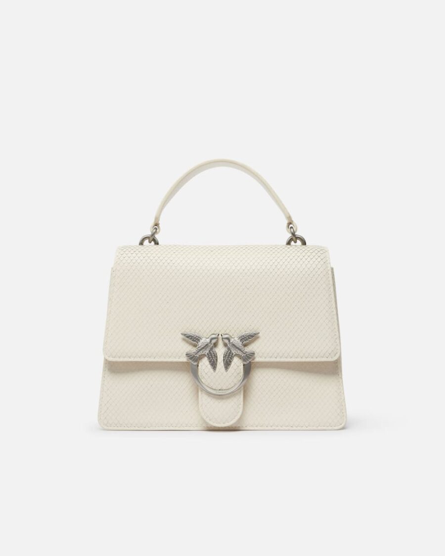 Python-print Love Bag handbag  bianco seta e brushed silver