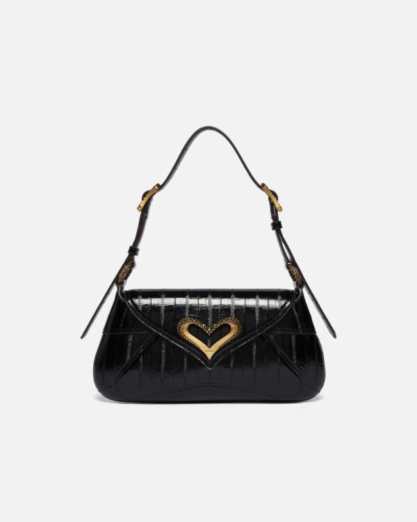 Eel-print 520 shoulder bag nero e antique gold