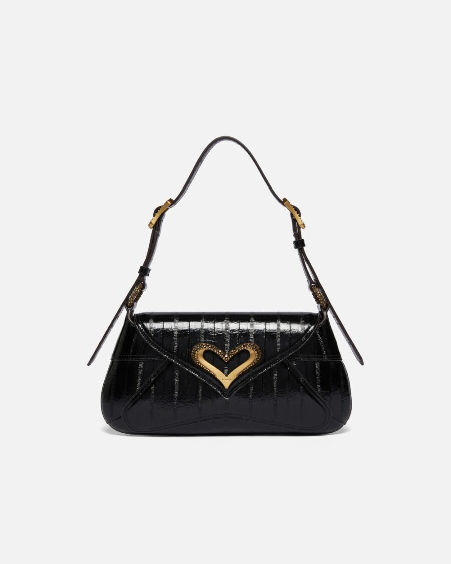 Eel-print 520 shoulder bag nero e antique gold
