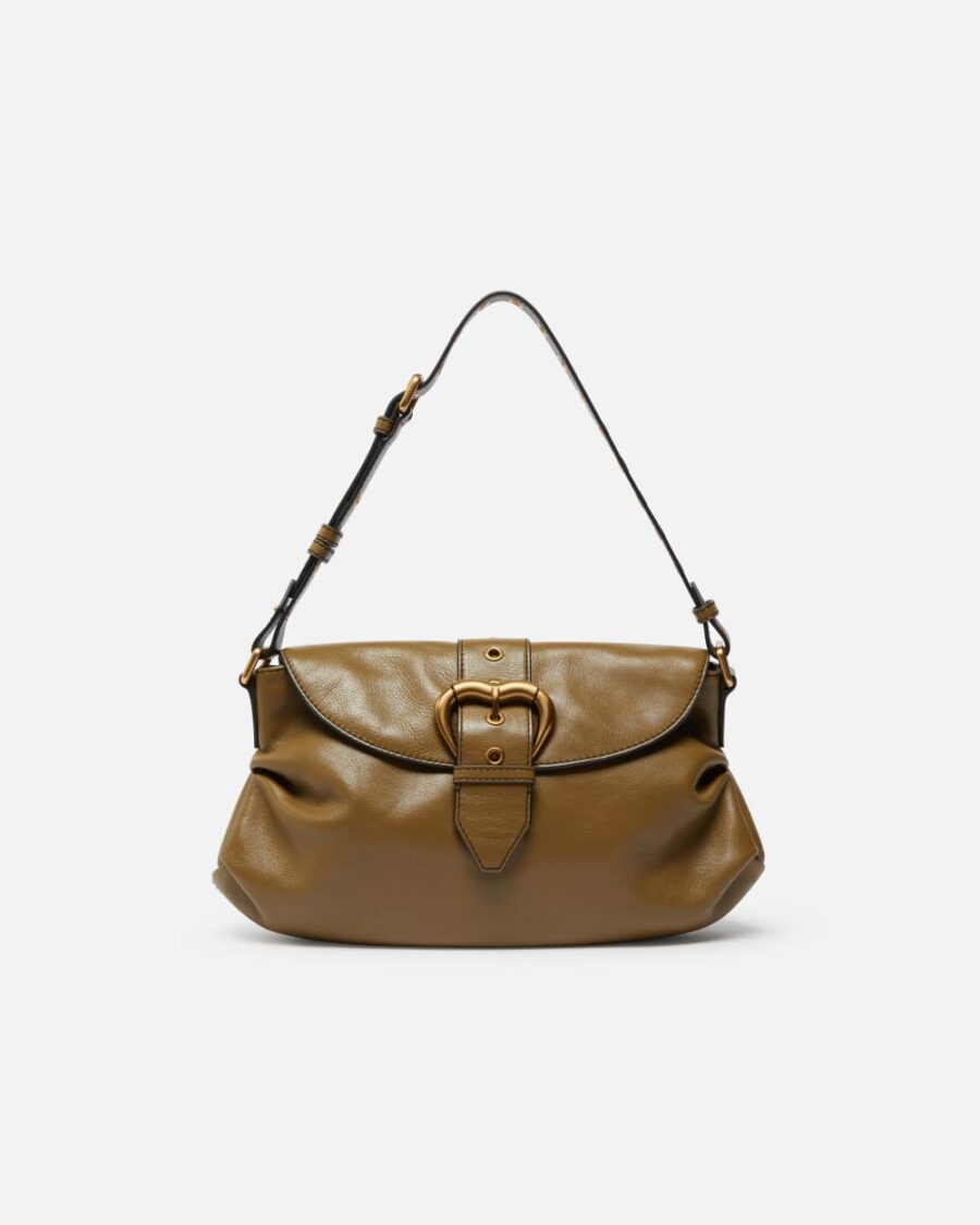 Jolene shoulder bag with heart buckle piantagione e antique gold