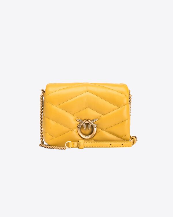 Baby Love Bag Puff nappa quilted shoulder bag giallo cina e antique gold