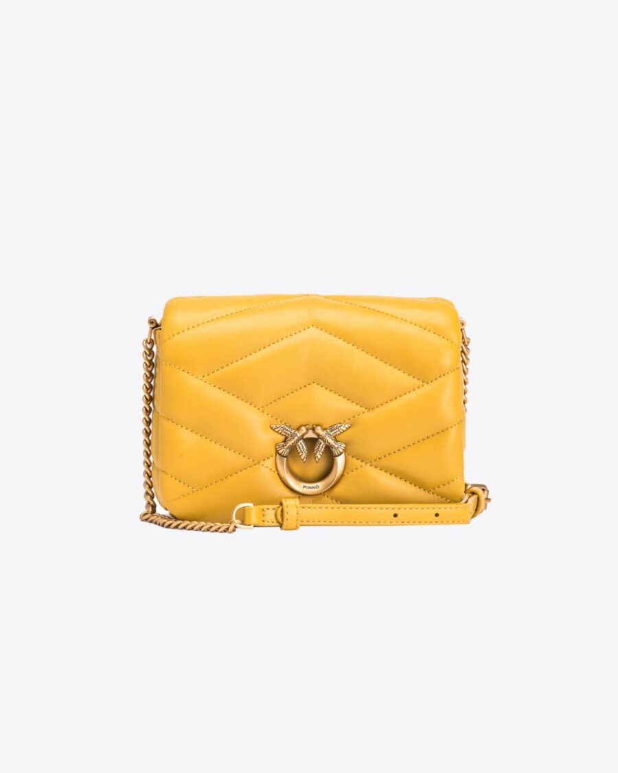 Baby Love Bag Puff nappa quilted shoulder bag giallo cina e antique gold