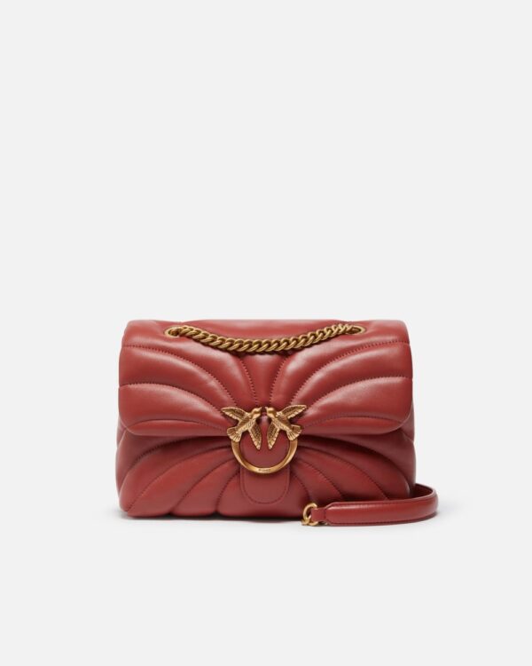 Love Bag Puff large butterfly quilt crossbody bag ocra rosso e antique gold
