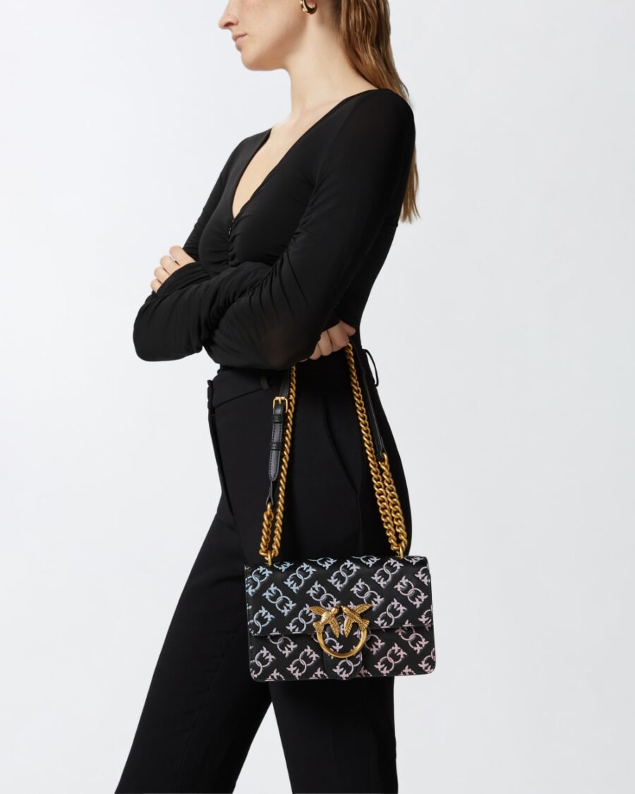 Mini Love Bag crossbody bag with multicoloured imprimé logo - Image 6