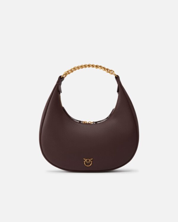 Large tumbled leather shoulder bag with chain ciocc. amaro e antique gold